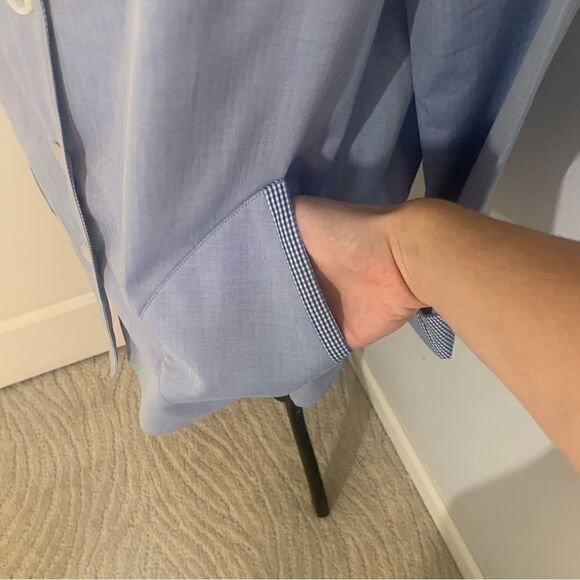 Nina Mclemore 100% Cotton Light Blue Button Down Collared Dress Shirt - Picture 4 of 7